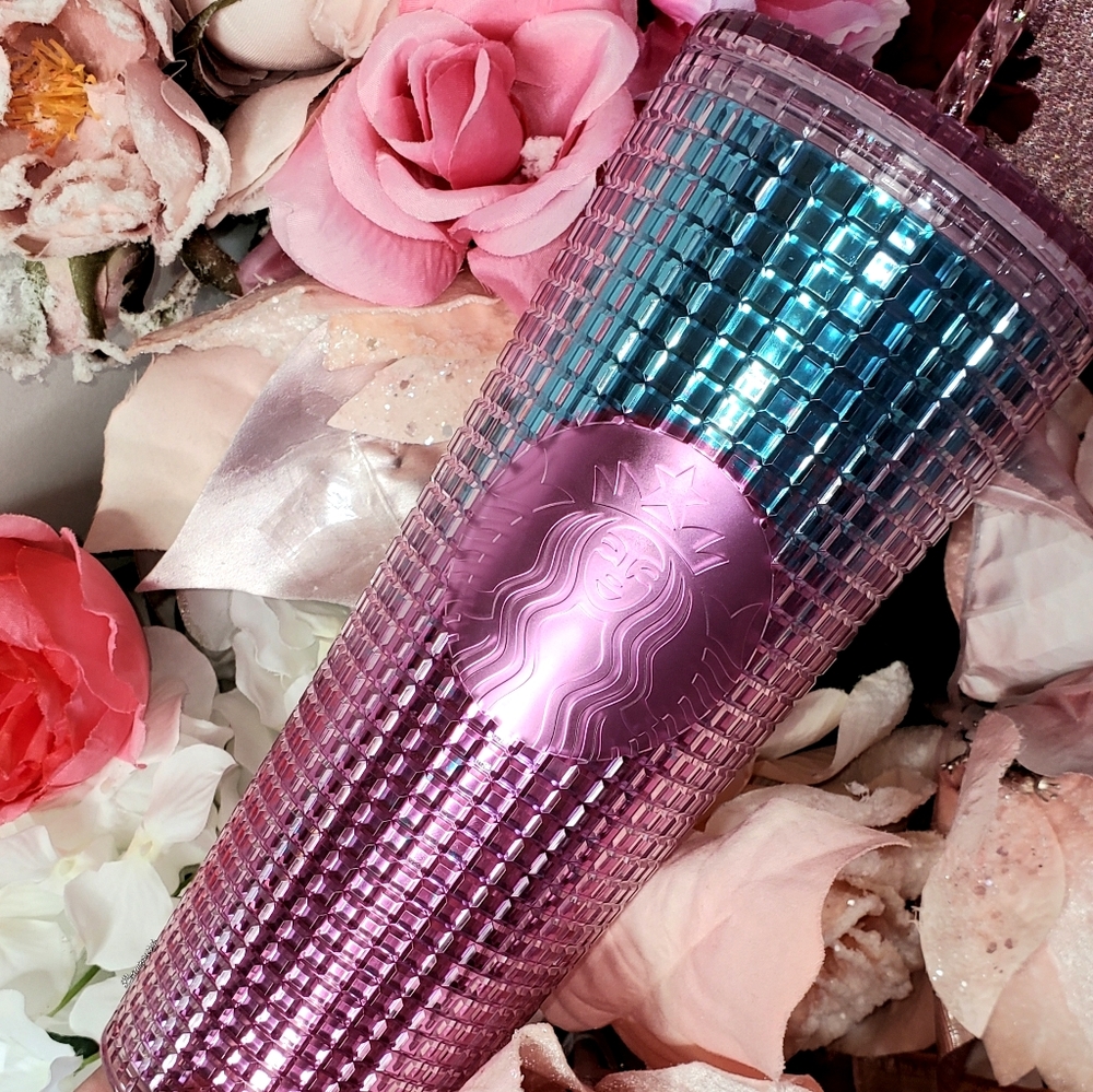 Starbucks Summer Pink Blue Grid Two Tone